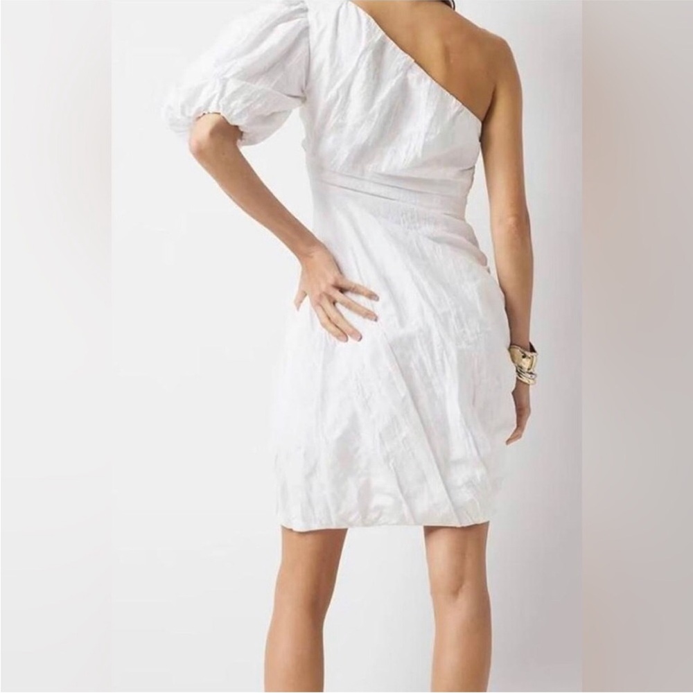 White House Blackโ Market White One Shoulder Linen Blend Dress size 4 brand new